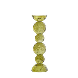 Light & Living Kaarsenhouder Ø9,5x34 cm ITINGA glas  bubbel olijf groen