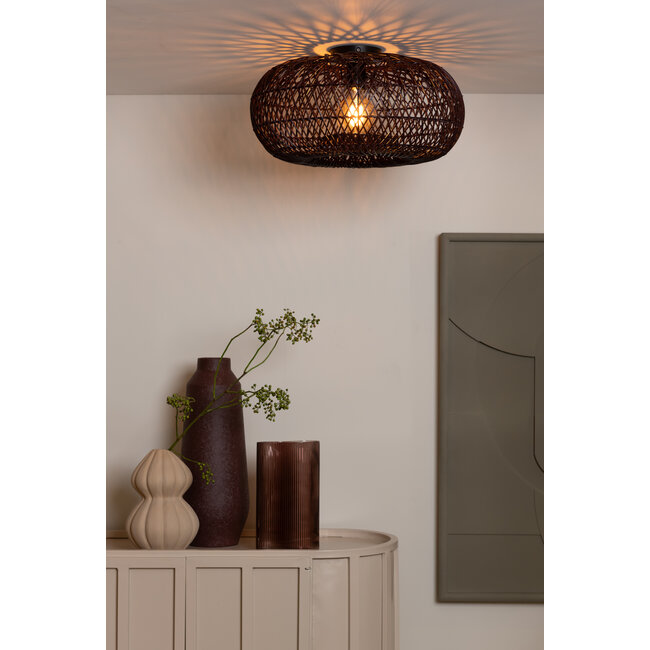 Good&Mojo Plafondlamp Arizona bamboe ø50 burgundy S