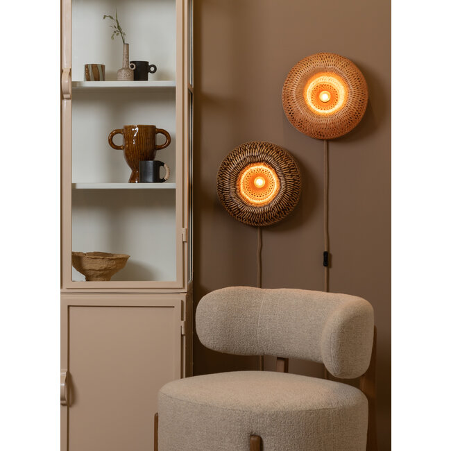 Good&Mojo Wandlamp Barbados bamboe ø35xh.15cm naturel/bruin