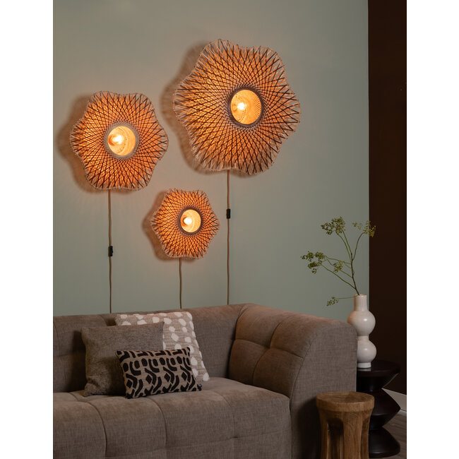 Good&Mojo Wandlamp Madura bamboe ø87x20cm naturel bruin L
