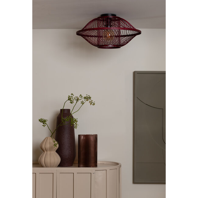 Good&Mojo Plafondlamp Maui bamboe burgundy S