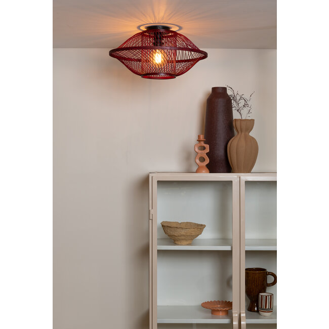 Good&Mojo Plafondlamp Maui bamboe burgundy S