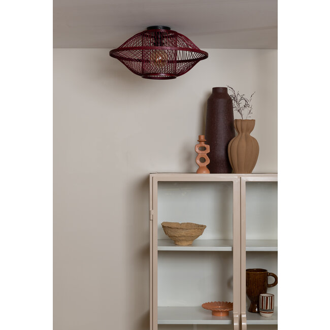 Good&Mojo Plafondlamp Maui bamboe burgundy S