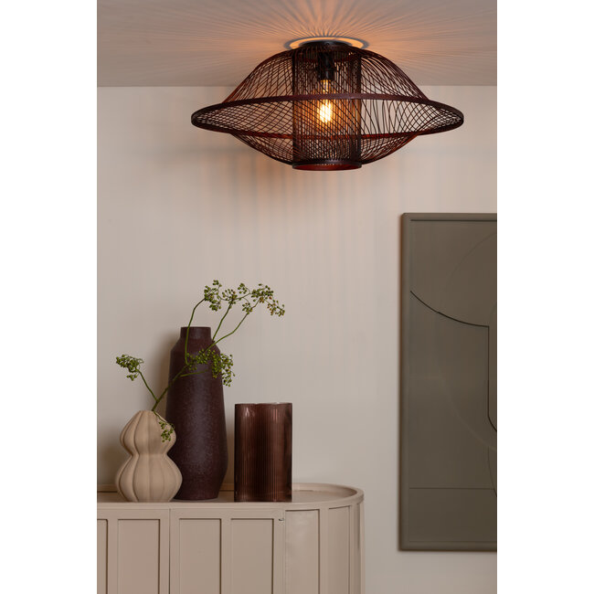 Good&Mojo Plafondlamp Maui bamboe ø70xh.30cm burgundy L