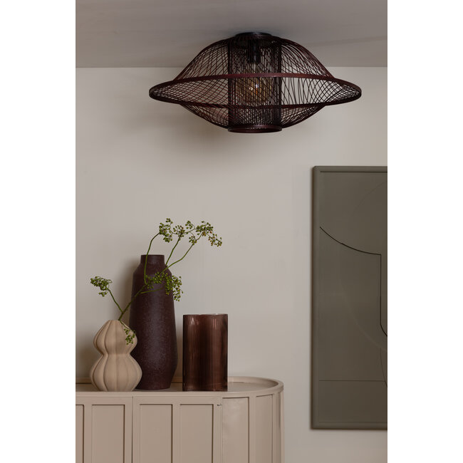 Good&Mojo Plafondlamp Maui bamboe ø70xh.30cm burgundy L