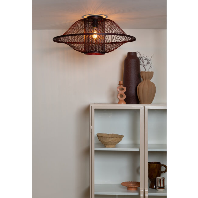 Good&Mojo Plafondlamp Maui bamboe ø70xh.30cm burgundy L