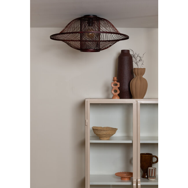 Good&Mojo Plafondlamp Maui bamboe ø70xh.30cm burgundy L