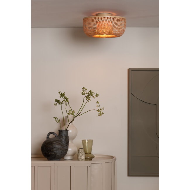 Good&Mojo Plafondlamp Barbados bamboe/halfrond kap ø35xh.15cm naturel