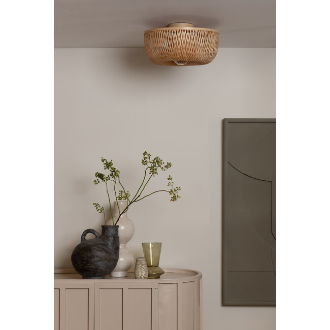 Good&Mojo Plafondlamp Barbados bamboe/halfrond kap ø35xh.15cm naturel