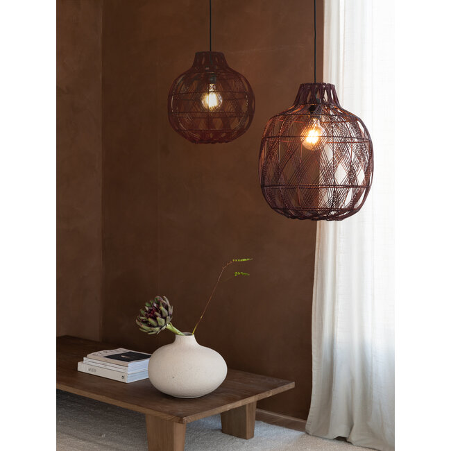 Good&Mojo Hanglamp Mendoza bamboe ø35xh.35cm burgundy S