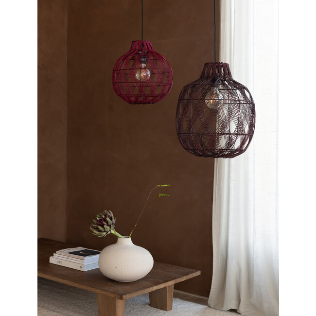 Good&Mojo Hanglamp Mendoza bamboe ø35xh.35cm burgundy S