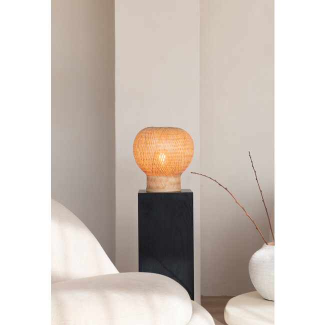 Good&Mojo Tafellamp Barbados bamboe/bol ø25xh.27cm naturel