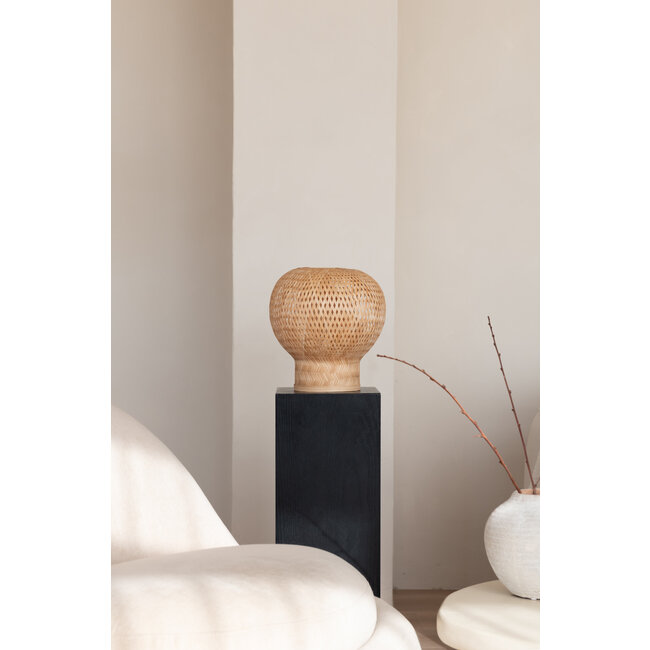 Good&Mojo Tafellamp Barbados bamboe/bol ø25xh.27cm naturel