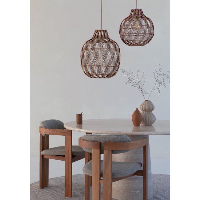 Good&Mojo Hanglamp Mendoza bamboe/kap ø35xh.35cm nat/burgundy. S