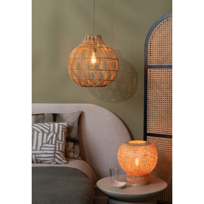 Good&Mojo Tafellamp Barbados bamboe/bol ø25xh.27cm naturel