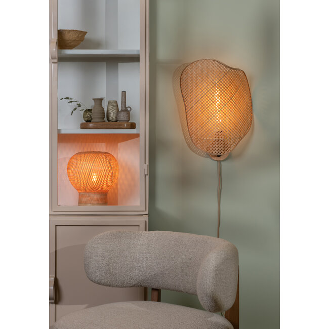 Good&Mojo Tafellamp Barbados bamboe/bol ø25xh.27cm naturel