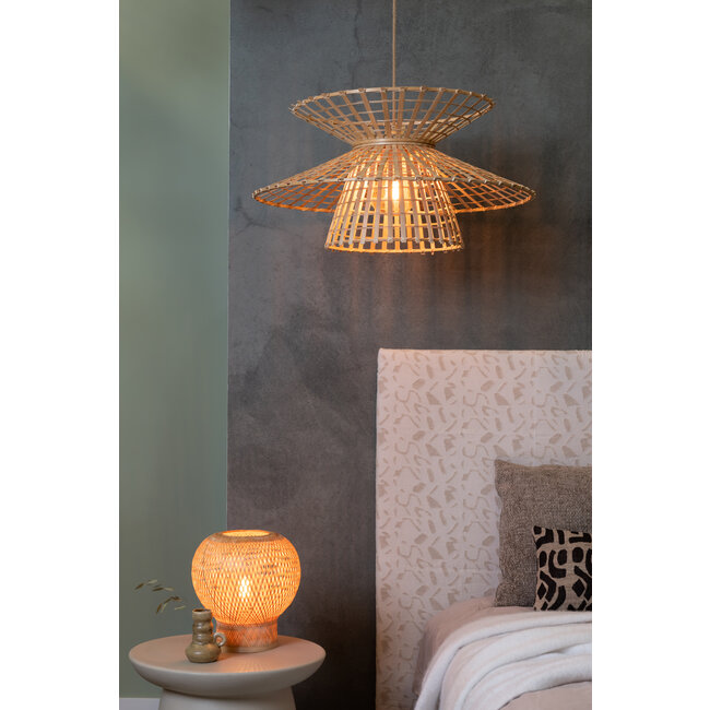 Good&Mojo Tafellamp Barbados bamboe/bol ø25xh.27cm naturel