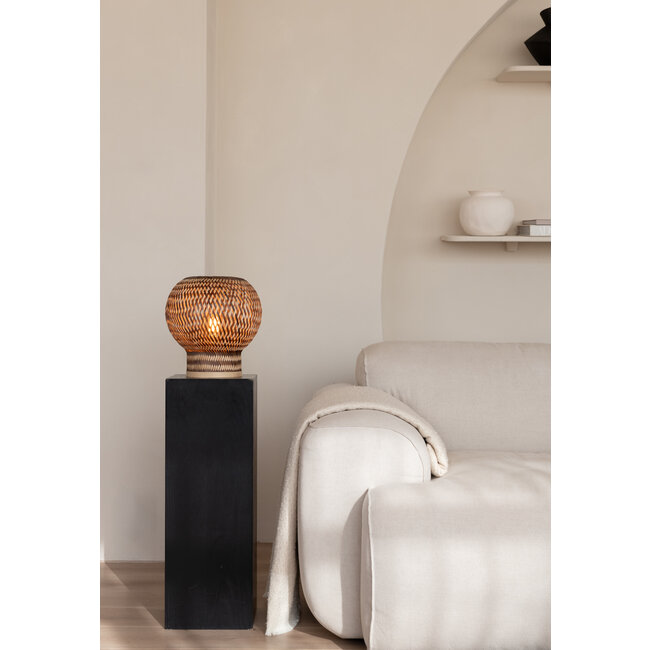 Good&Mojo Tafellamp Barbados bamboe/bol ø25xh.27cm naturel/bruin