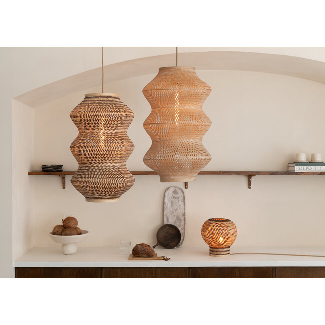 Good&Mojo Tafellamp Barbados bamboe/bol ø25xh.27cm naturel/bruin