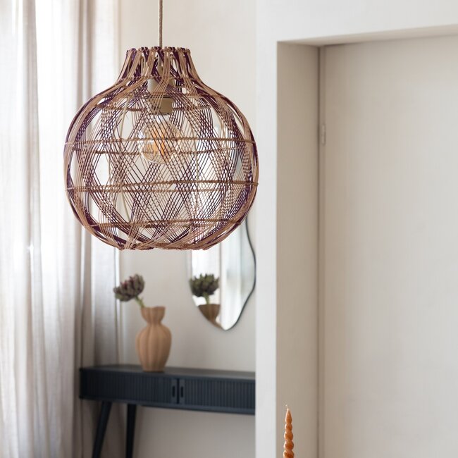 Good&Mojo Hanglamp Mendoza bamboe/kap ø35xh.35cm nat/burgundy. S