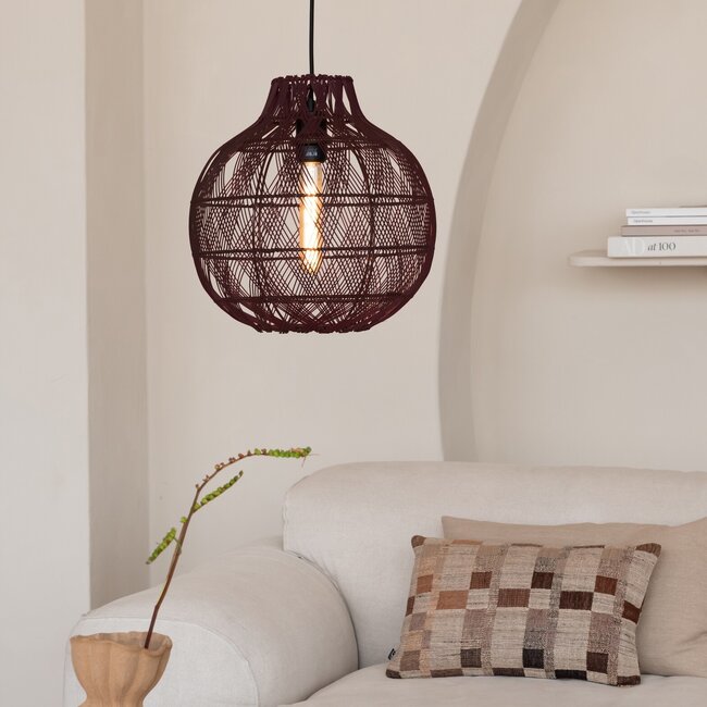 Good&Mojo Hanglamp Mendoza bamboe ø35xh.35cm burgundy S