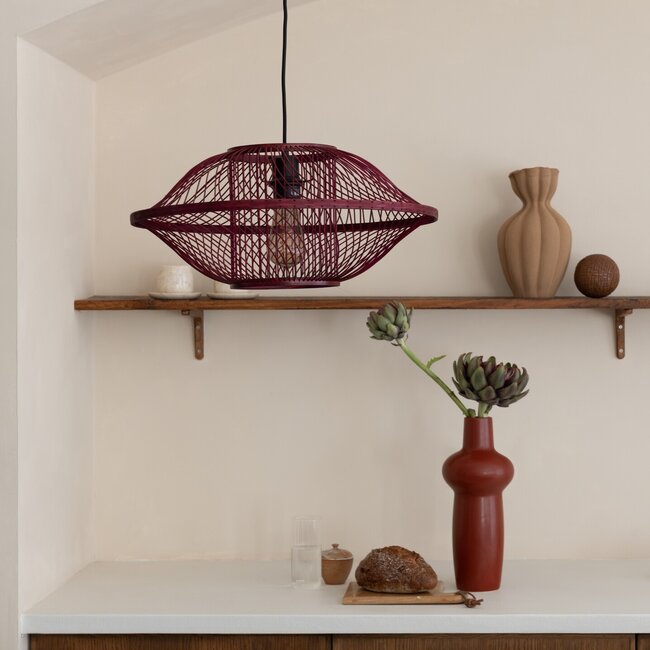 Good&Mojo Hanglamp Maui bamboe  burgundy S