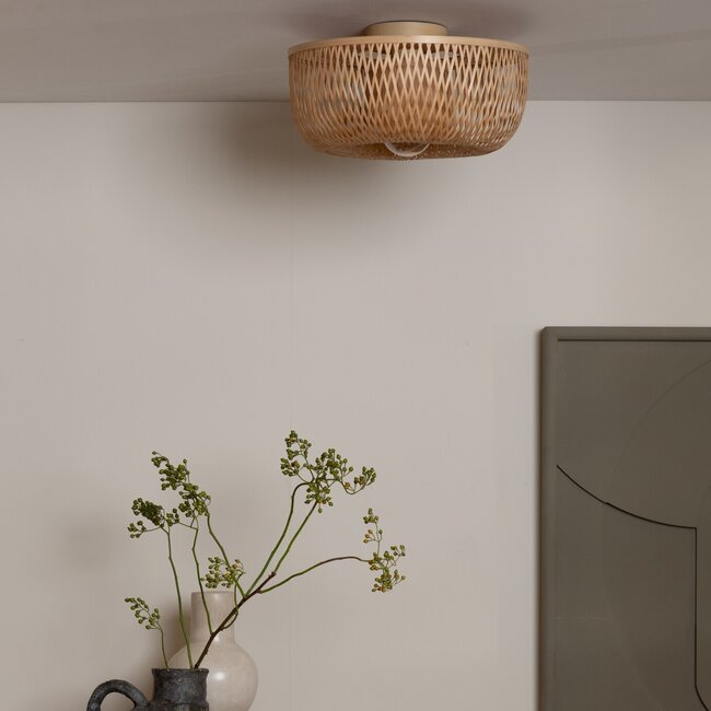 Good&Mojo Plafondlamp Barbados bamboe/halfrond kap ø35xh.15cm naturel