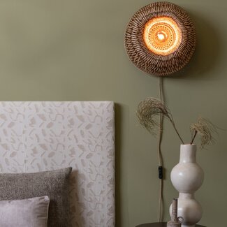 Good&Mojo Wandlamp Barbados bamboe ø35xh.15cm naturel/bruin