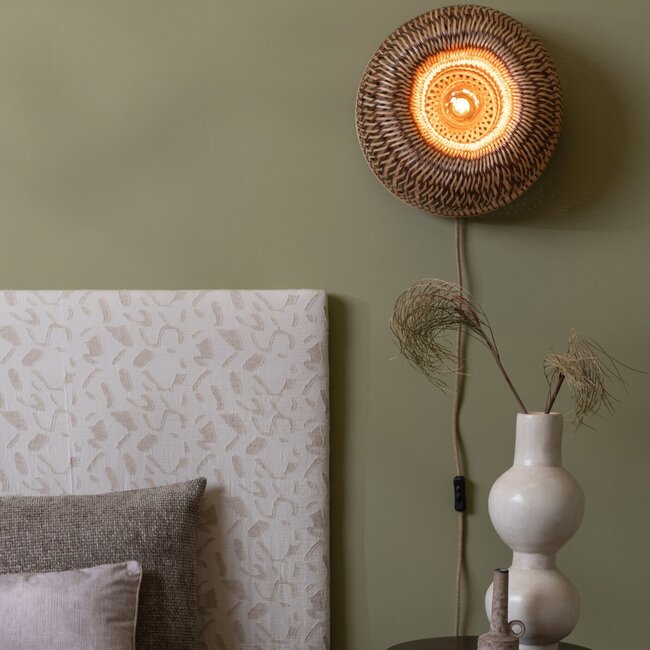 Good&Mojo Wandlamp Barbados bamboe ø35xh.15cm naturel/bruin