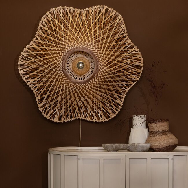 Good&Mojo Wandlamp Madura bamboe ø87x20cm naturel bruin L