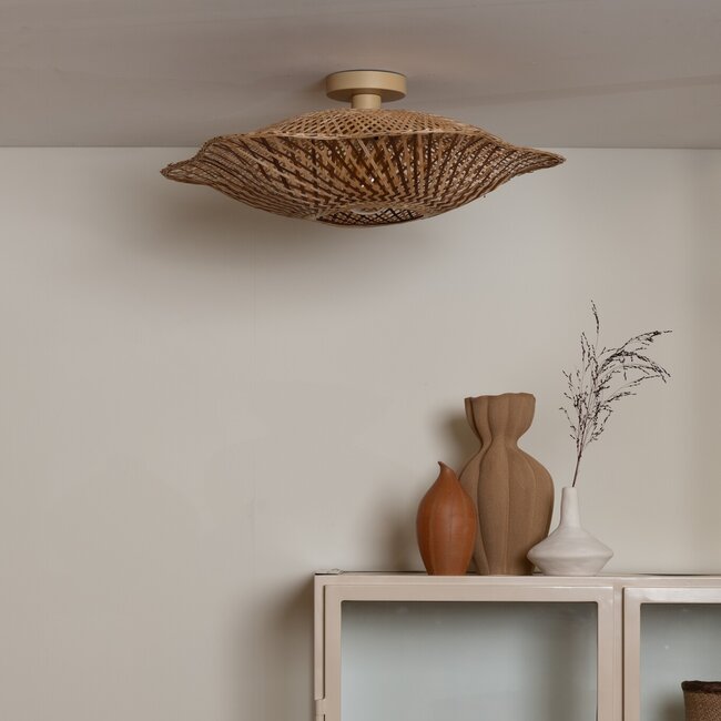 Good&Mojo Plafondlamp Madura bamboe ø60x15cm naturel bruin M