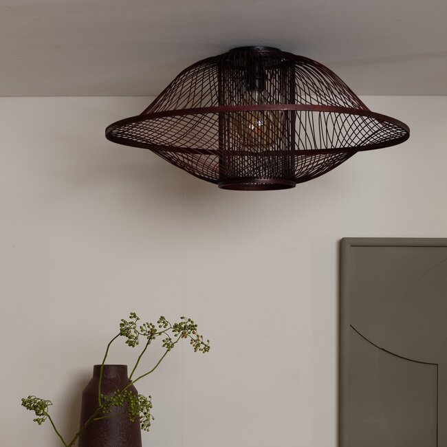 Good&Mojo Plafondlamp Maui bamboe ø70xh.30cm burgundy L