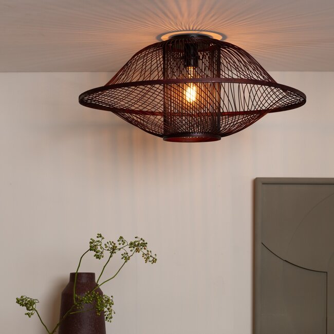 Good&Mojo Plafondlamp Maui bamboe ø70xh.30cm burgundy L