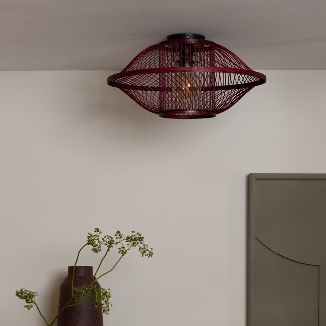 Good&Mojo Plafondlamp Maui bamboe burgundy S