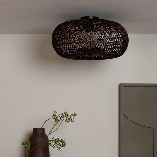 Good&Mojo Plafondlamp Arizona bamboe ø50 burgundy S