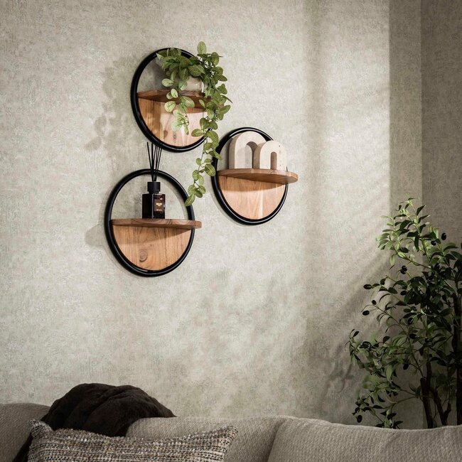 WoonStijl Wandschap round set van 3