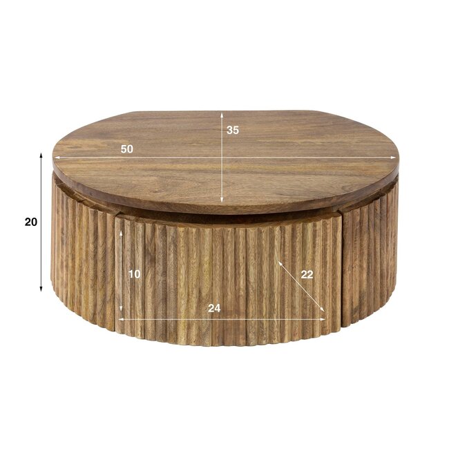 WoonStijl Nachtkastje wave rond