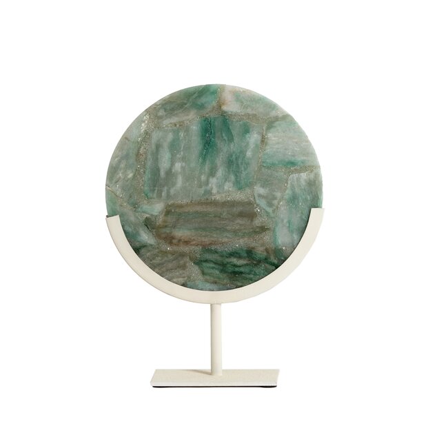 Light en Living Ornament op voet 25x10x35 cm GOUYA  groen agaat+crème