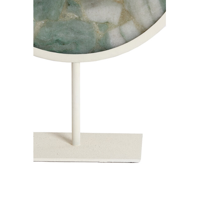 Light en Living Ornament op voet 25x10x35 cm GOUYA  groen agaat+crème