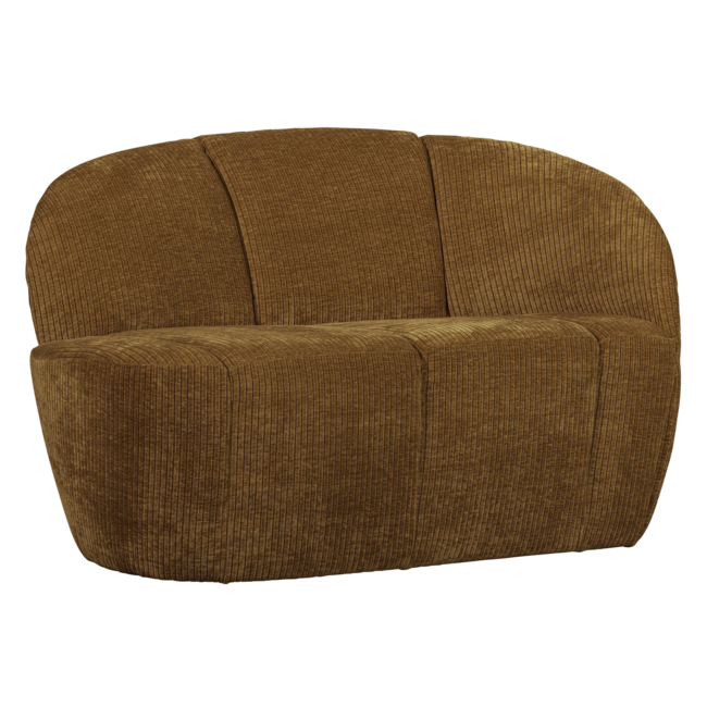 Woood Mojo 2-zits bankje rechts geweven ribstof honinggeel