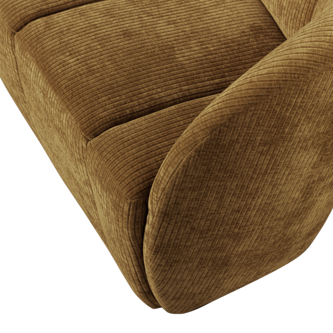 Woood Mojo 2-zits bankje rechts geweven ribstof honinggeel