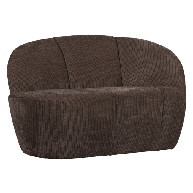 Woood Mojo 2-zits bankje rechts geweven ribstof bruin