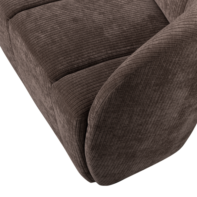 Woood Mojo 2-zits bankje rechts geweven ribstof bruin