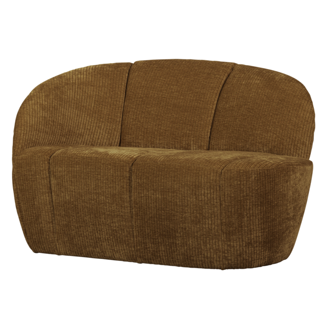 Woood Mojo 2-zits bankje links geweven ribstof honinggeel