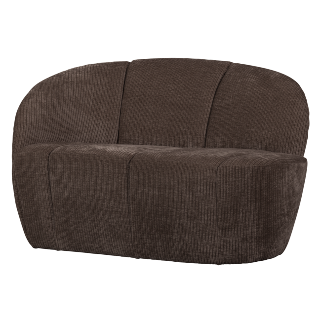 Woood Mojo 2-zits bankje links geweven ribstof bruin