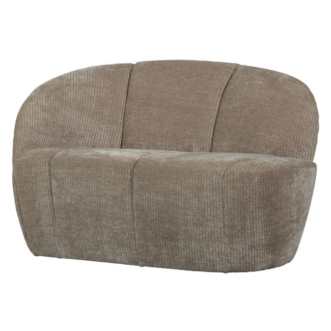 Woood Mojo 2-zits bankje links geweven ribstof donkerzand