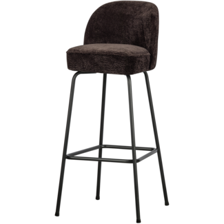 Woood Vogue barstoel 80cm 3d chenille donkerbruin