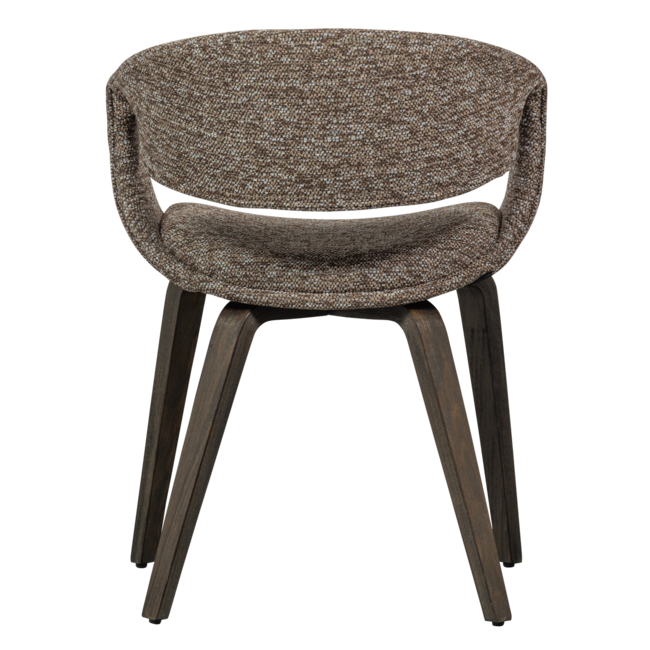 Woood Yossi eetkamerstoel bruin met houten poot donkerbruin