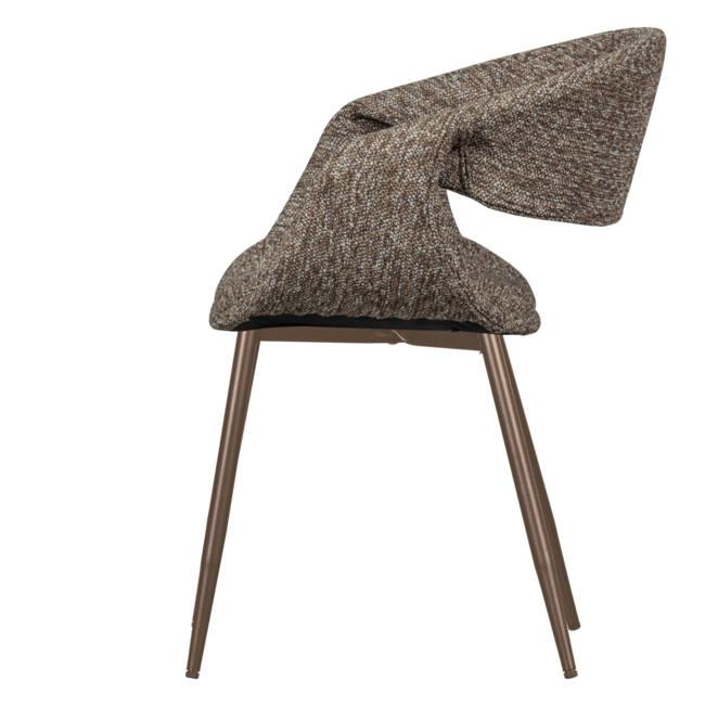 Woood Yossi eetkamerstoel bruin met metalen poot koper