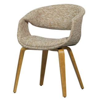 Woood Yossi eetkamerstoel zand met houten poot naturel